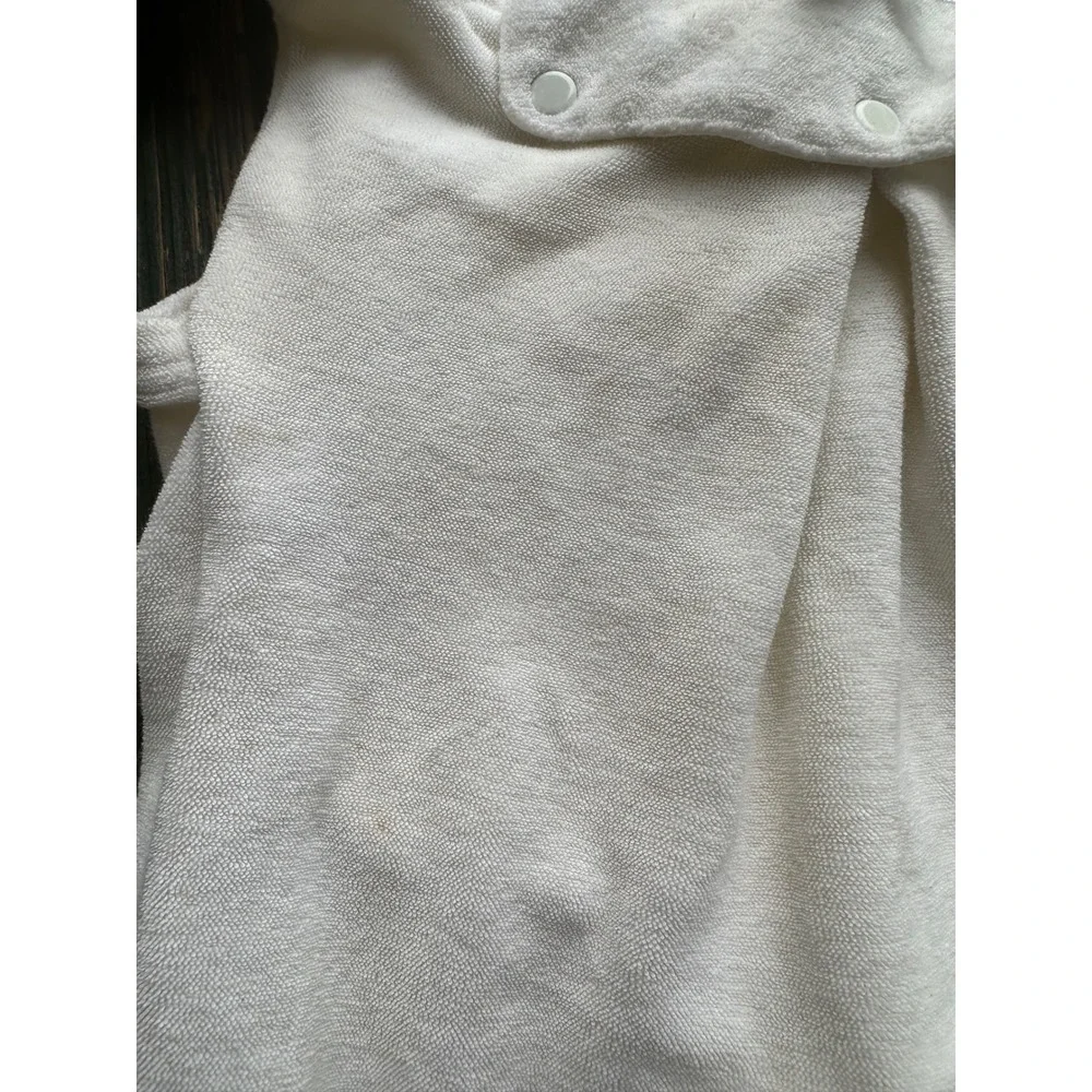 Patachou White Terry Cloth Footed Sleeper Bib Front Bows Infant Baby